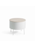 Green pedestals, table